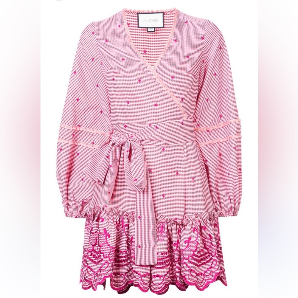 Alexis Gingham wrap dress. $650 retail. Long sleeve. NWT